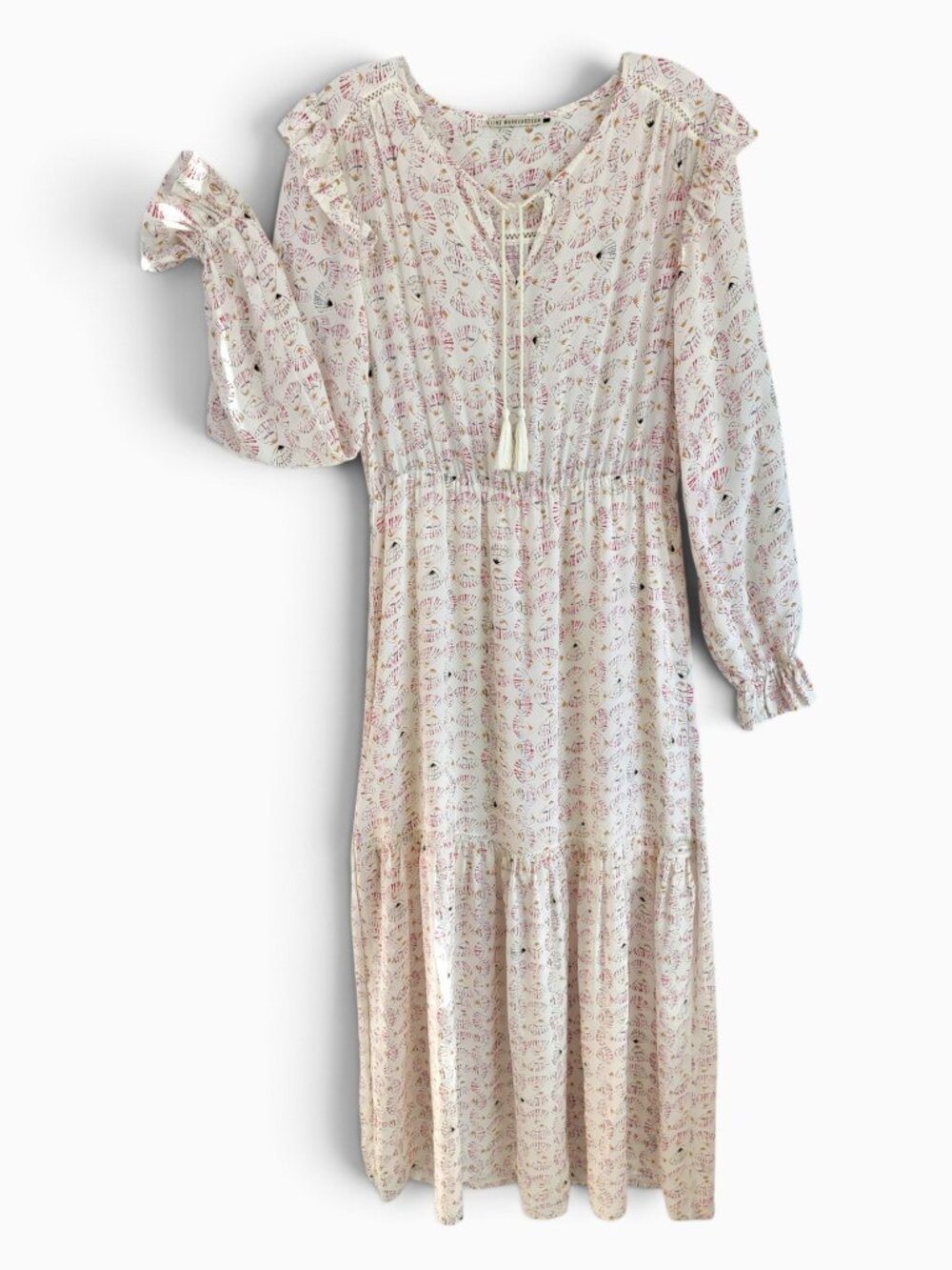 Line Markvardsen Stella S Silk Seashell Prairie Maxi Dress Modest Boho Romantic